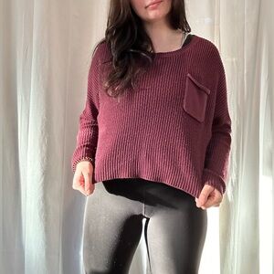 Charlotte Russe, maroon cropped sweater with pocket